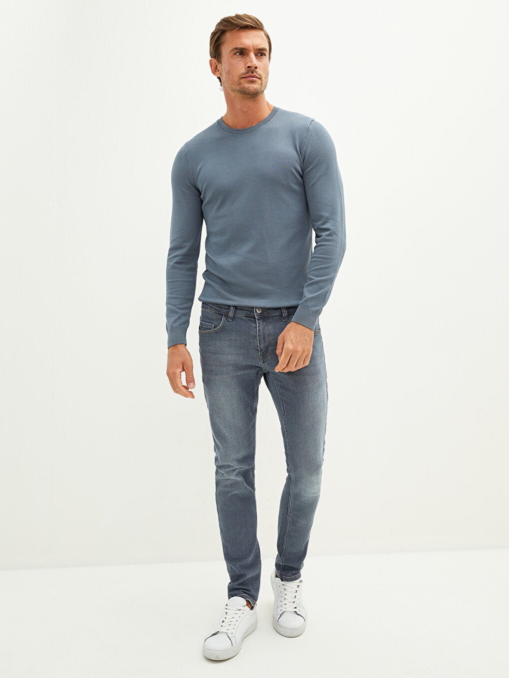 Crew Neck Long Sleeve Thin Men's Knitwear Sweater