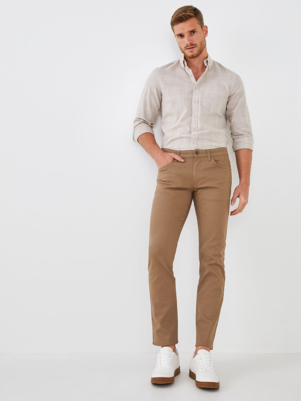 Slim Fit Gabardine Men's Chino Trousers