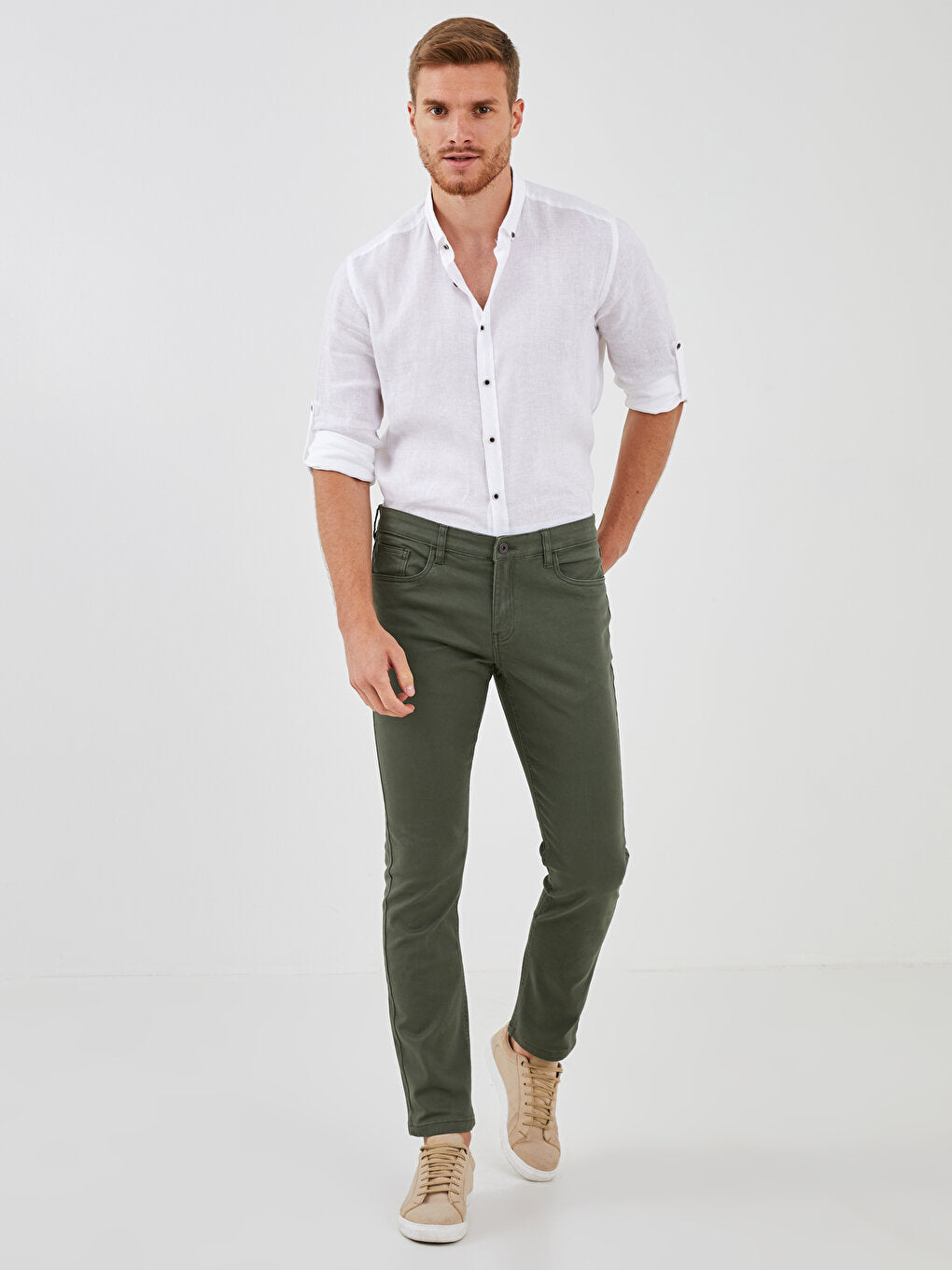 Slim Fit Gabardine Men's Chino Trousers