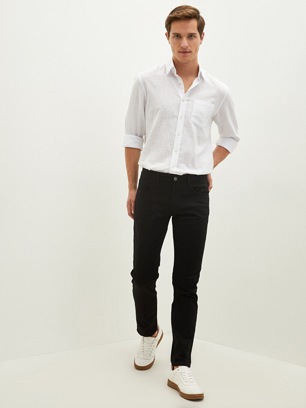 Slim Fit Gabardine Chino Trousers