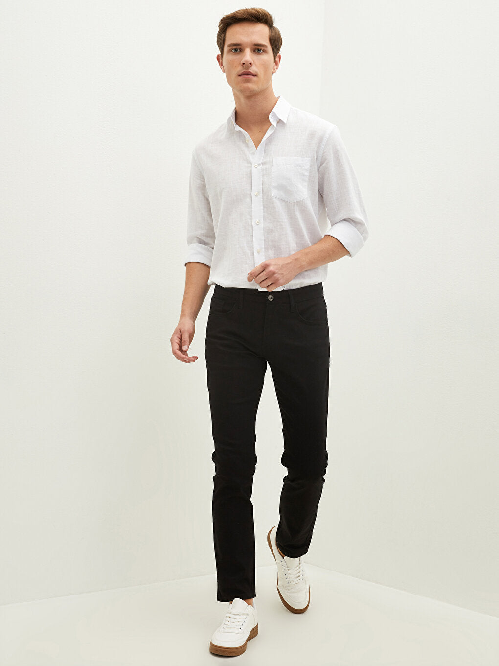 Slim Fit Gabardine Chino Trousers