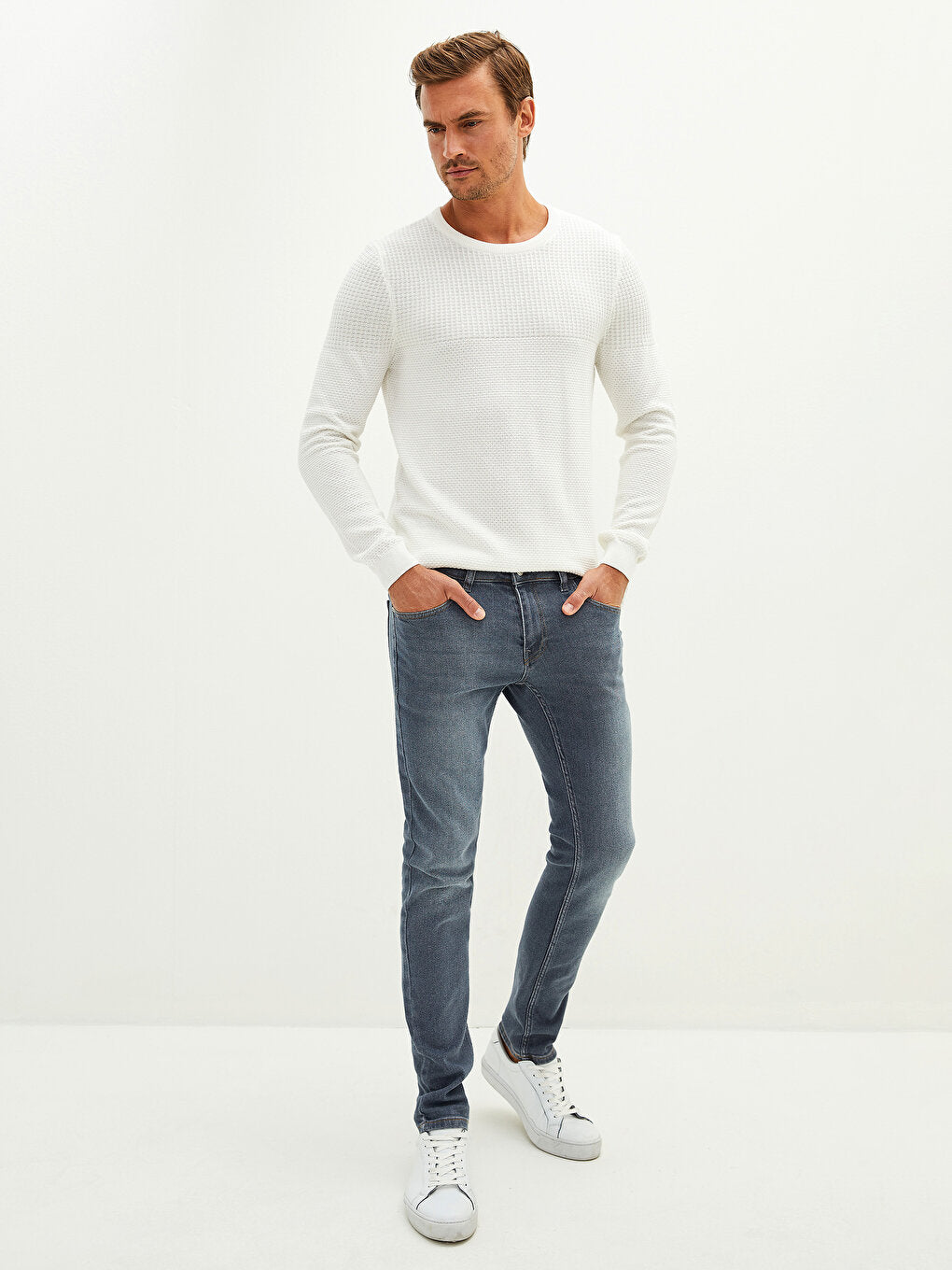 Crew Neck Long Sleeve Men's Knitwear Sweater