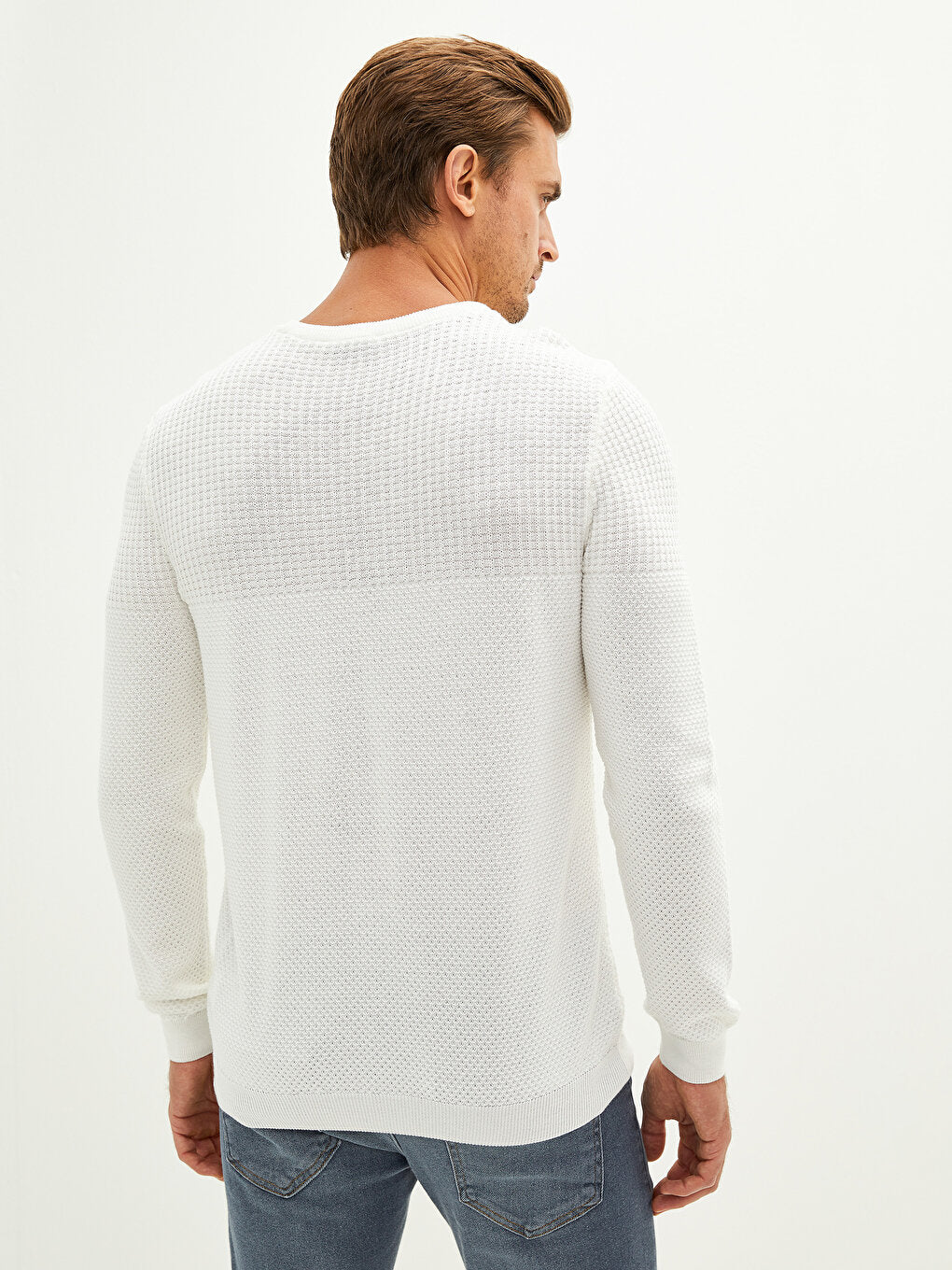 Crew Neck Long Sleeve Men's Knitwear Sweater