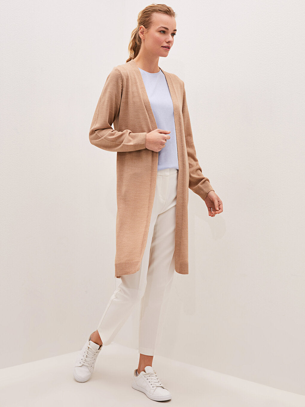 Shawl Collar Plain Long Sleeve Women's Knitwear Cardigan