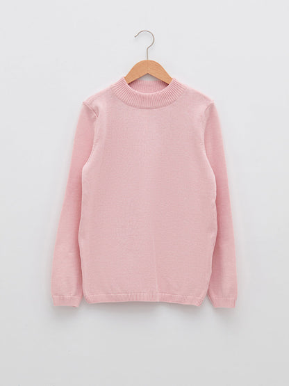 Half Turtleneck Long Sleeve Girl's Fine Knitwear Sweater