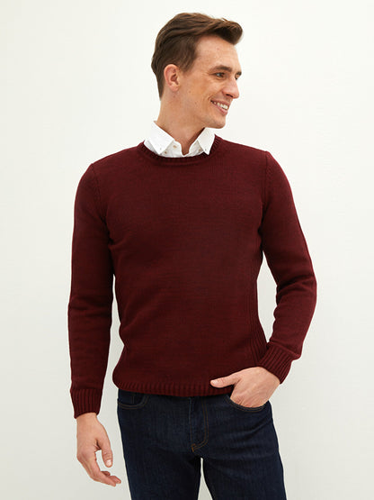 Crew Neck Long Sleeve Men's Knitwear Sweater