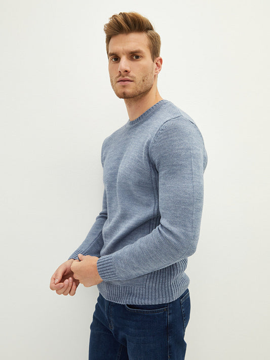 Crew Neck Long Sleeve Men's Knitwear Sweater