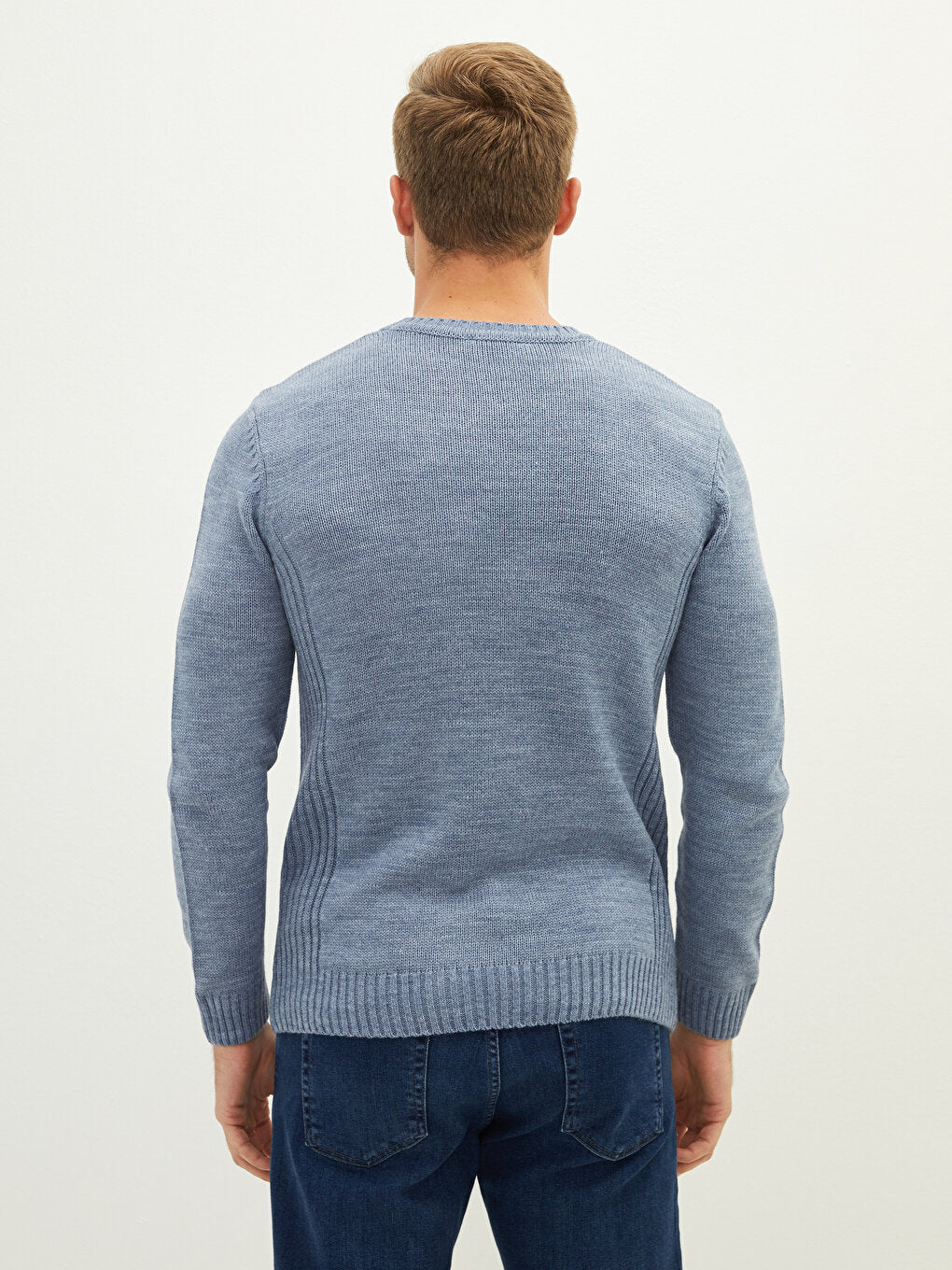 Crew Neck Long Sleeve Men's Knitwear Sweater