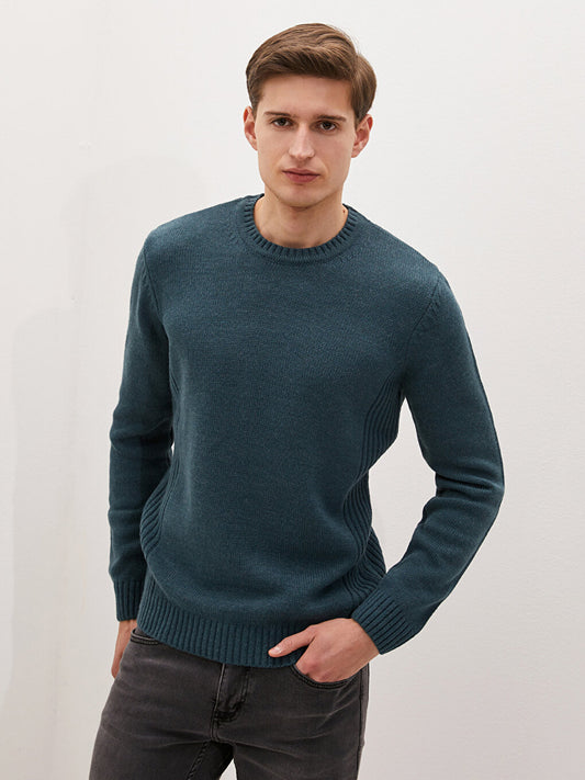 Crew Neck Long Sleeve Men's Knitwear Sweater