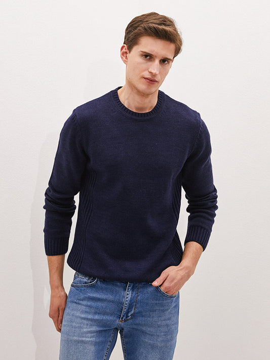 Crew Neck Long Sleeve Men's Knitwear Sweater