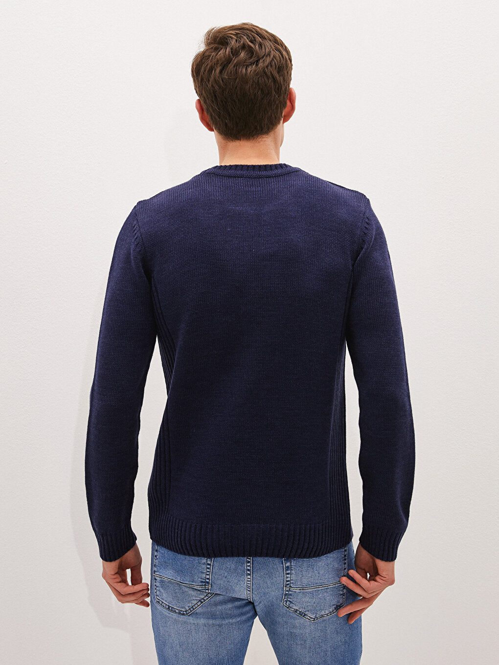 Crew Neck Long Sleeve Men's Knitwear Sweater