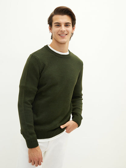 Crew Neck Long Sleeve Men's Knitwear Sweater