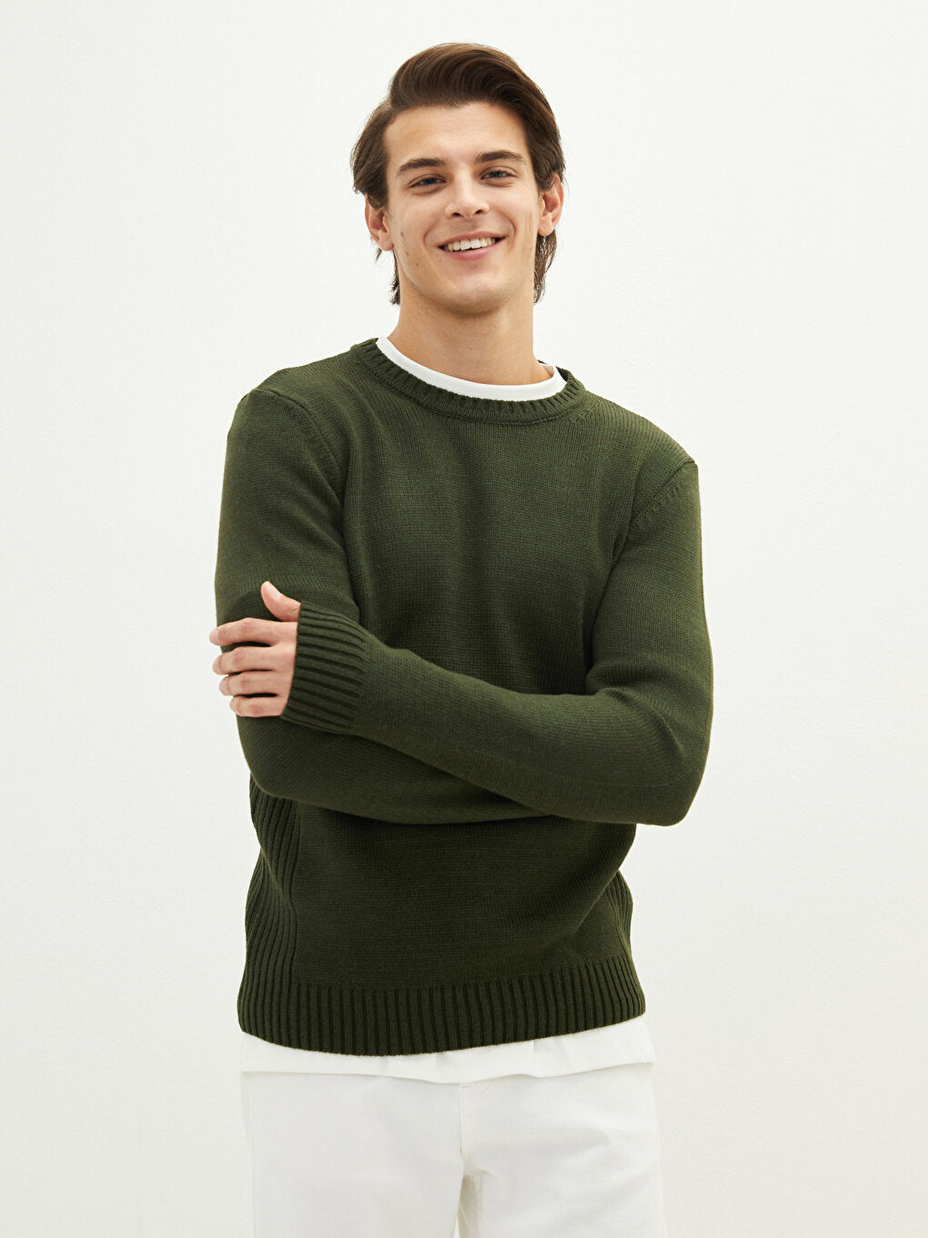 Crew Neck Long Sleeve Men's Knitwear Sweater