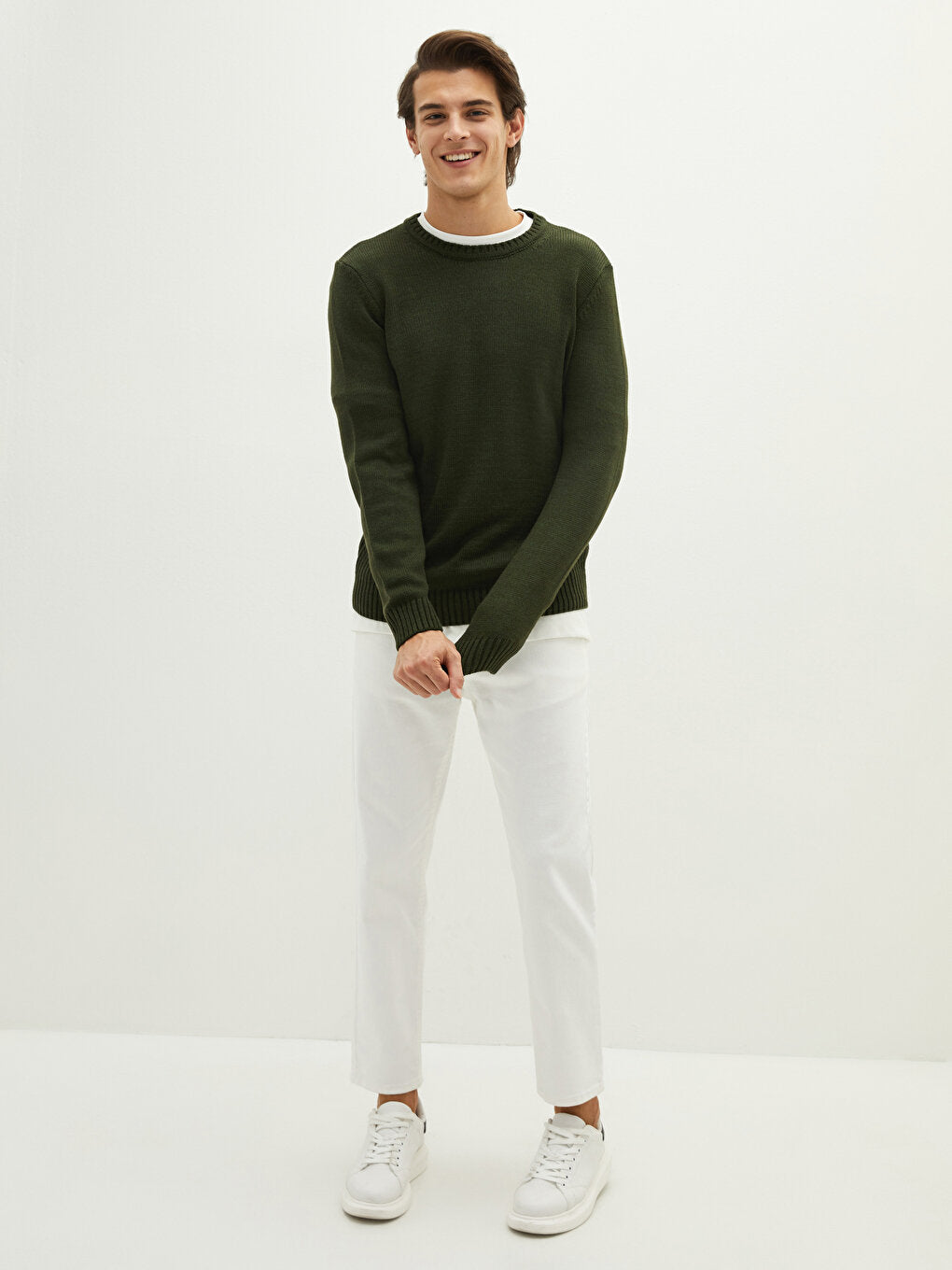 Crew Neck Long Sleeve Men's Knitwear Sweater