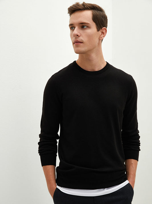 Crew Neck Long Sleeve Thin Men's Knitwear Sweater