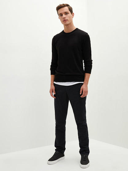 Crew Neck Long Sleeve Thin Men's Knitwear Sweater