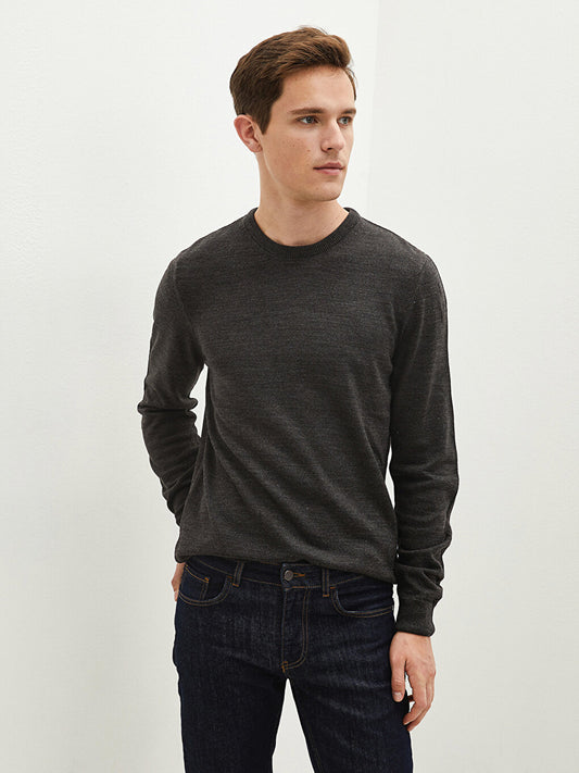 Crew Neck Long Sleeve Thin Men's Knitwear Sweater