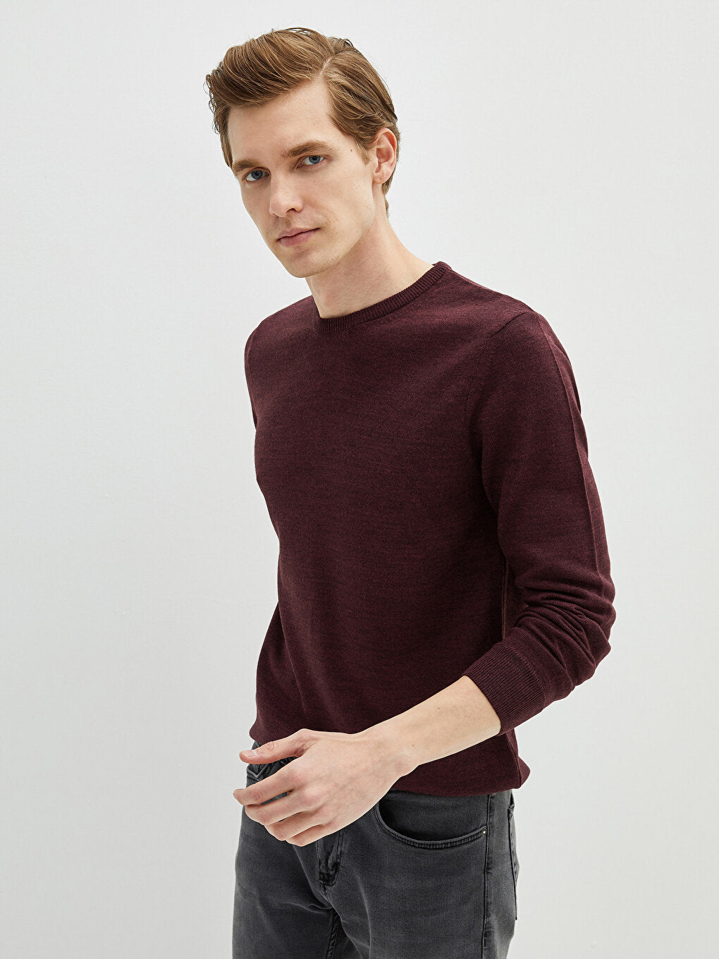 Crew Neck Long Sleeve Thin Men's Knitwear Sweater