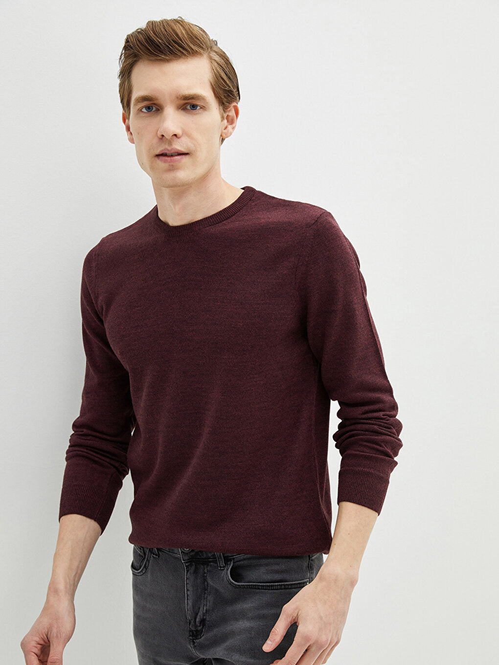 Crew Neck Long Sleeve Thin Men's Knitwear Sweater