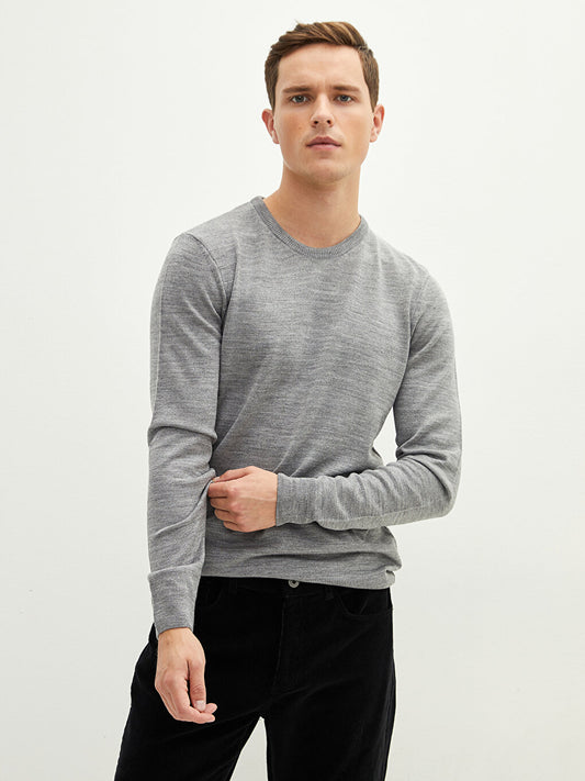 Crew Neck Long Sleeve Thin Men's Knitwear Sweater