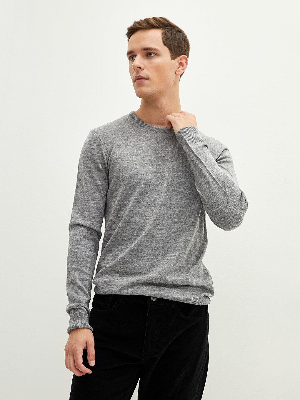 Crew Neck Long Sleeve Thin Men's Knitwear Sweater