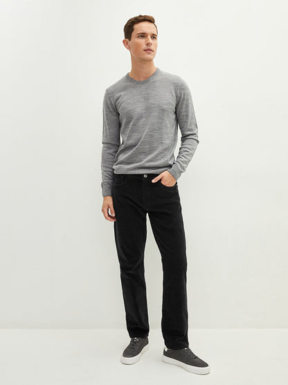 Crew Neck Long Sleeve Thin Men's Knitwear Sweater