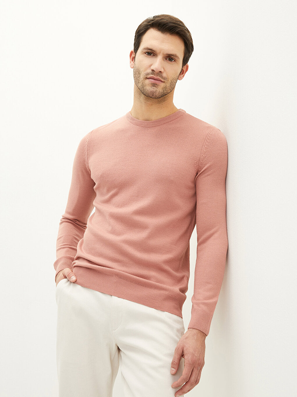 Crew Neck Long Sleeve Thin Men's Knitwear Sweater