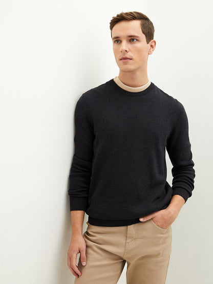 Crew Neck Long Sleeve Thin Men's Knitwear Sweater