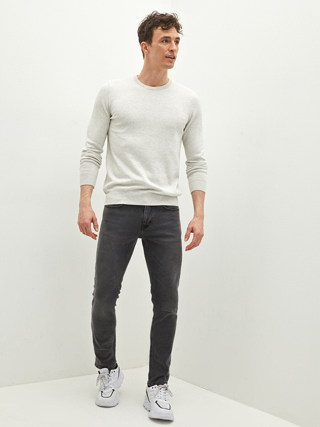 Crew Neck Long Sleeve Thin Men's Knitwear Sweater