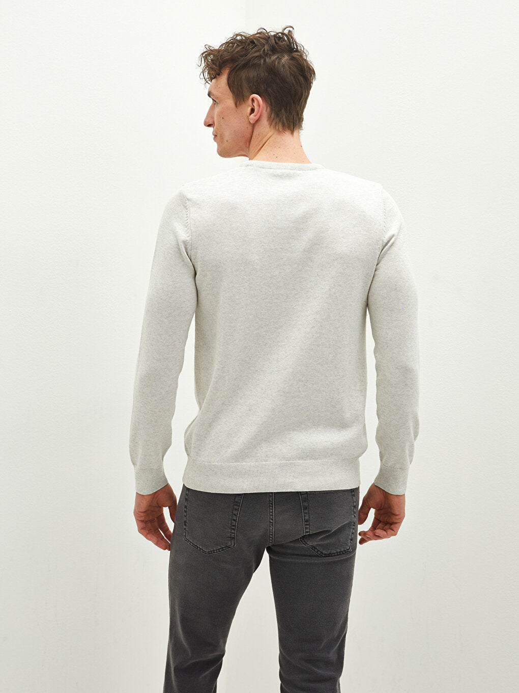 Crew Neck Long Sleeve Thin Men's Knitwear Sweater