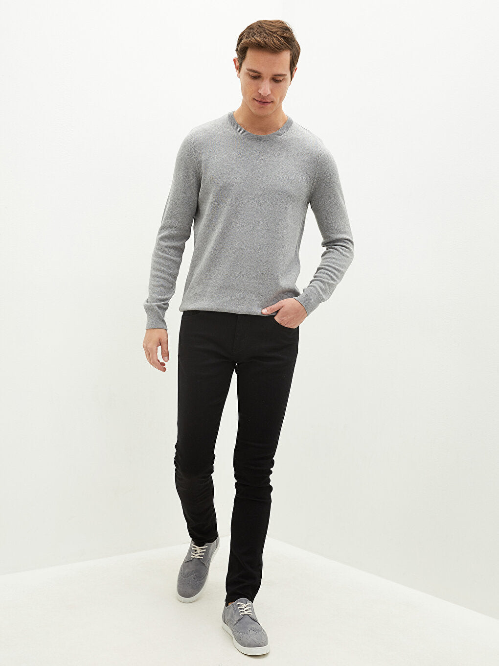 Crew Neck Long Sleeve Thin Men's Knitwear Sweater