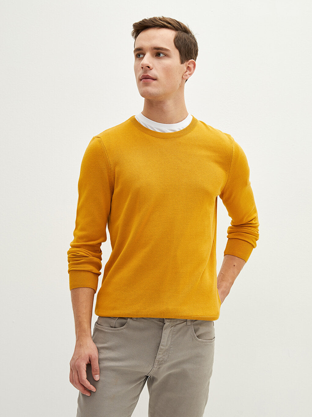 Crew Neck Long Sleeve Thin Men's Knitwear Sweater