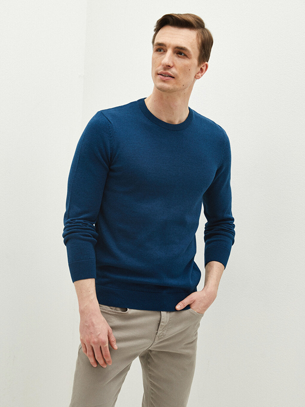 Crew Neck Long Sleeve Thin Men's Knitwear Sweater