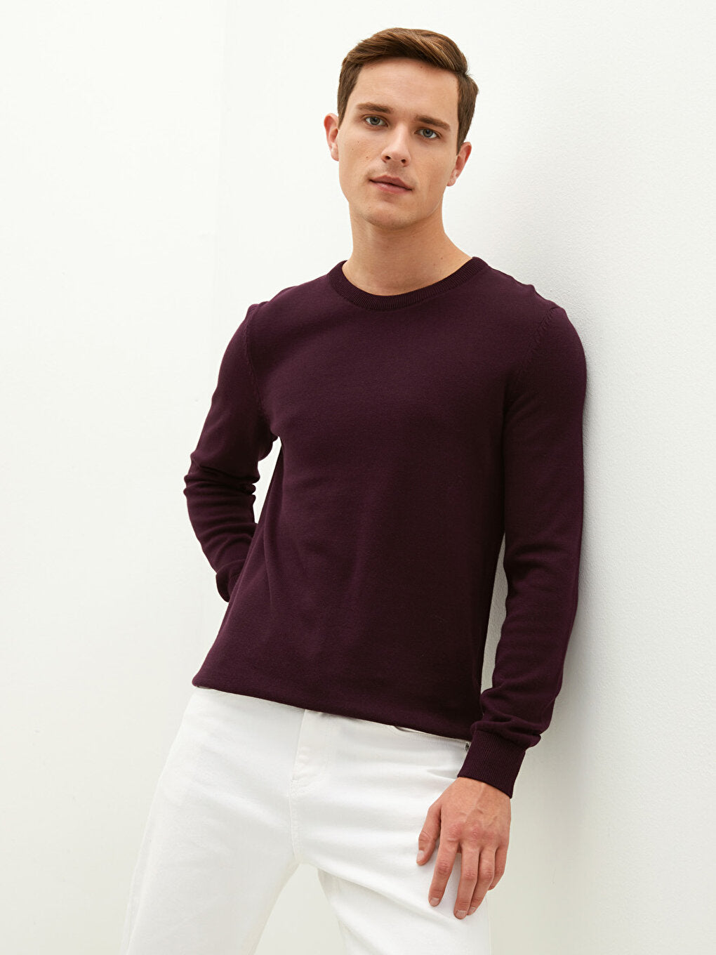 Crew Neck Long Sleeve Thin Men's Knitwear Sweater