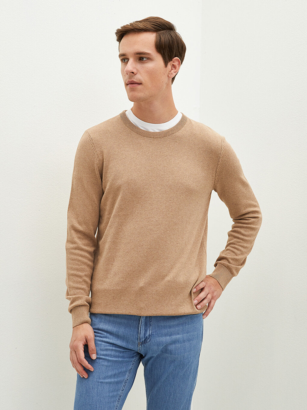 Crew Neck Long Sleeve Thin Men's Knitwear Sweater