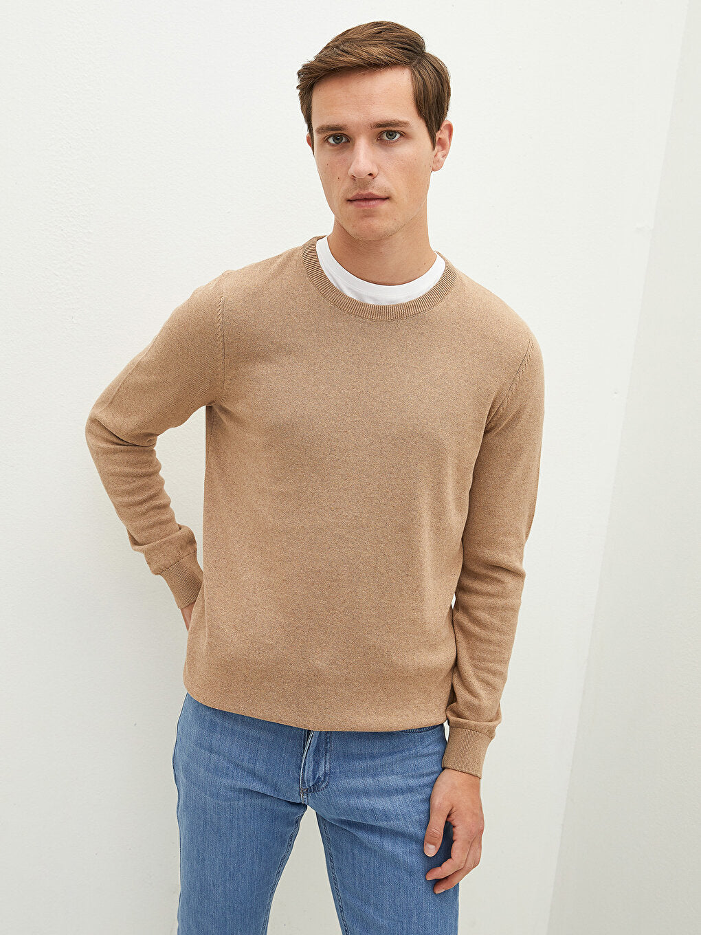 Crew Neck Long Sleeve Thin Men's Knitwear Sweater