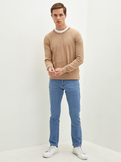 Crew Neck Long Sleeve Thin Men's Knitwear Sweater