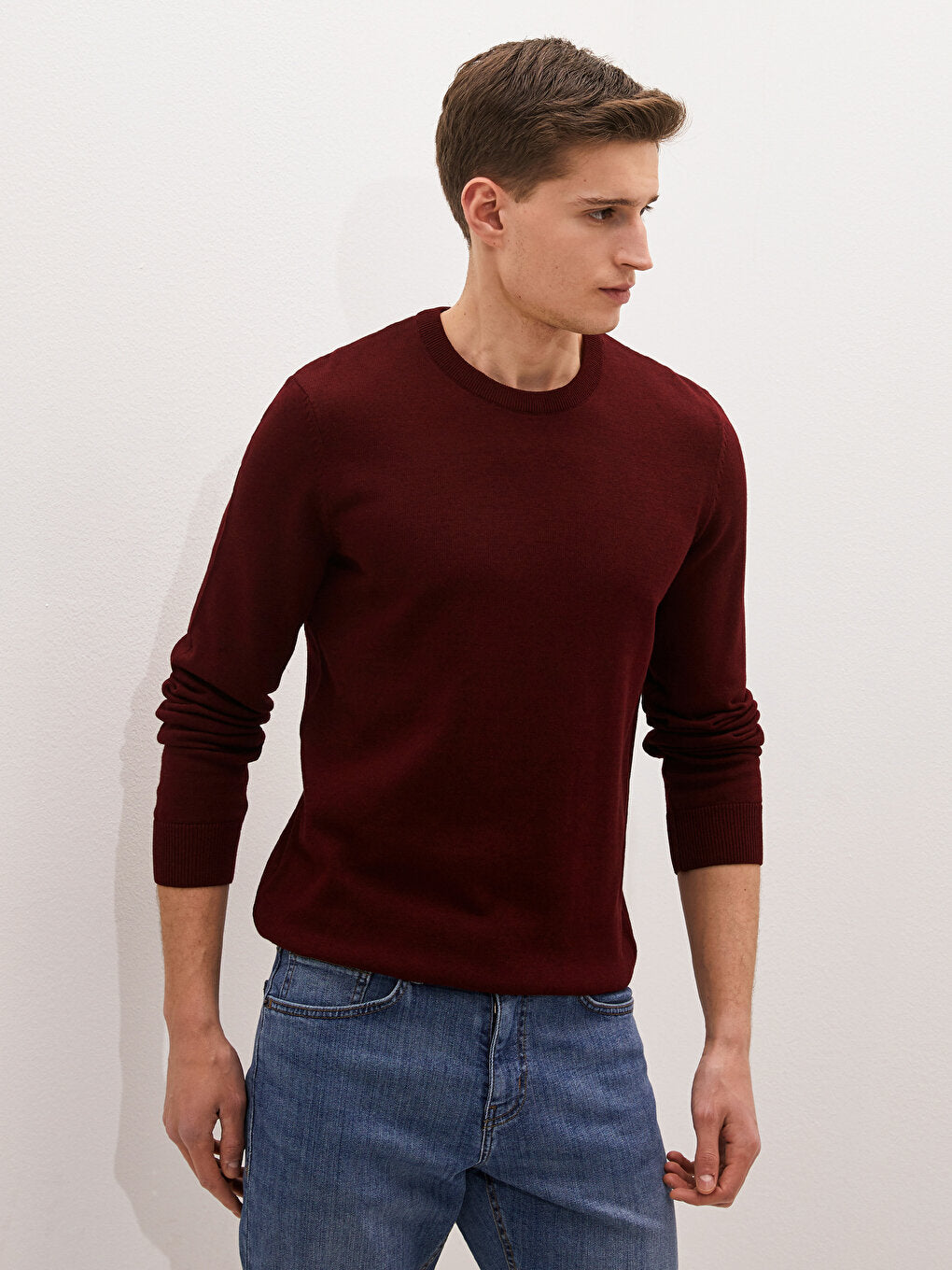 Crew Neck Long Sleeve Thin Men's Knitwear Sweater