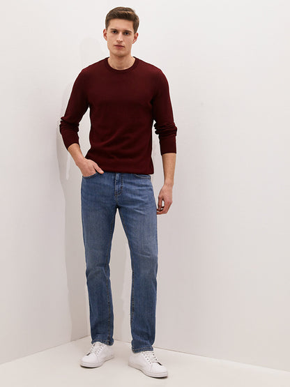 Crew Neck Long Sleeve Thin Men's Knitwear Sweater