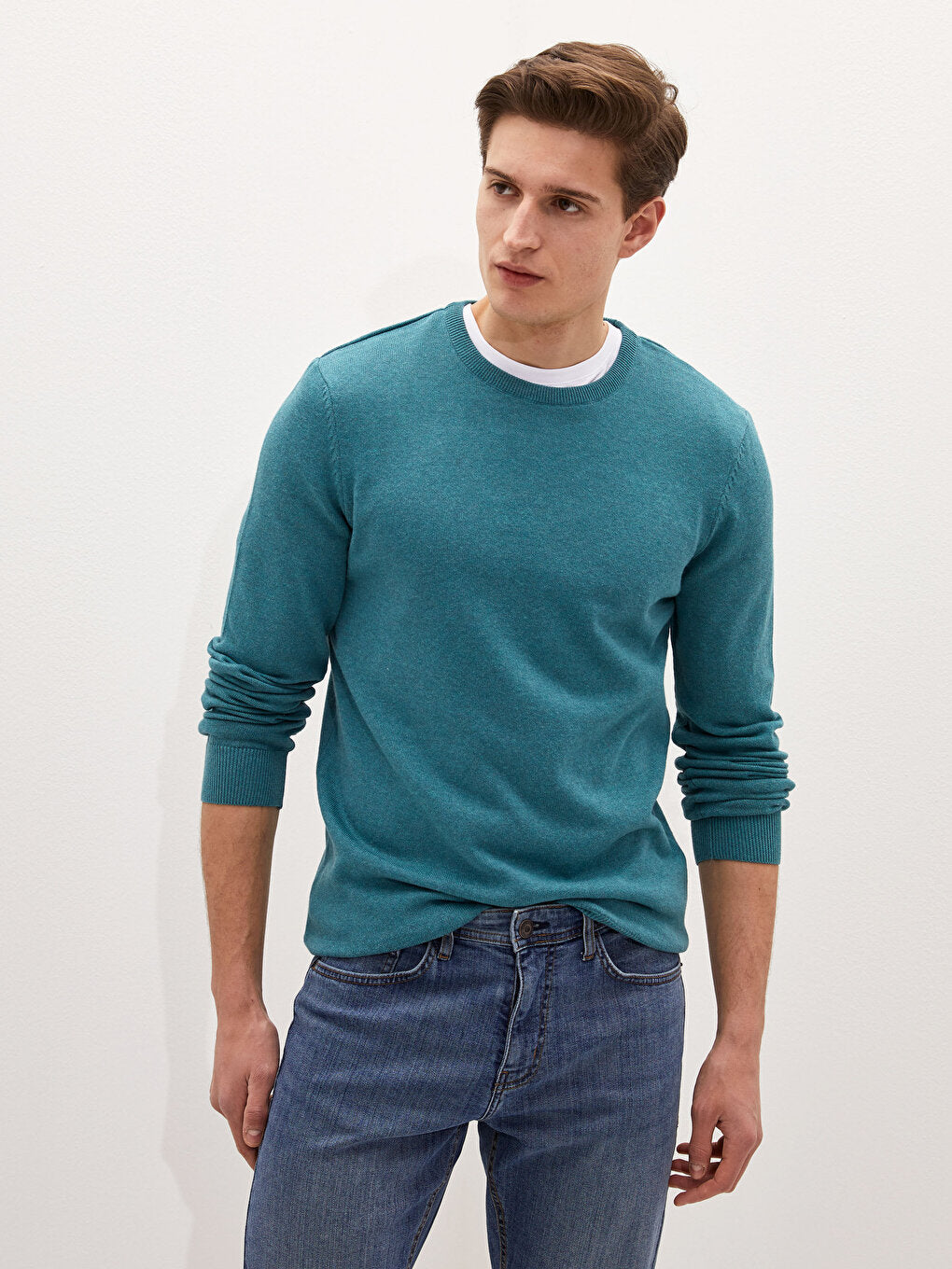 Crew Neck Long Sleeve Thin Men's Knitwear Sweater