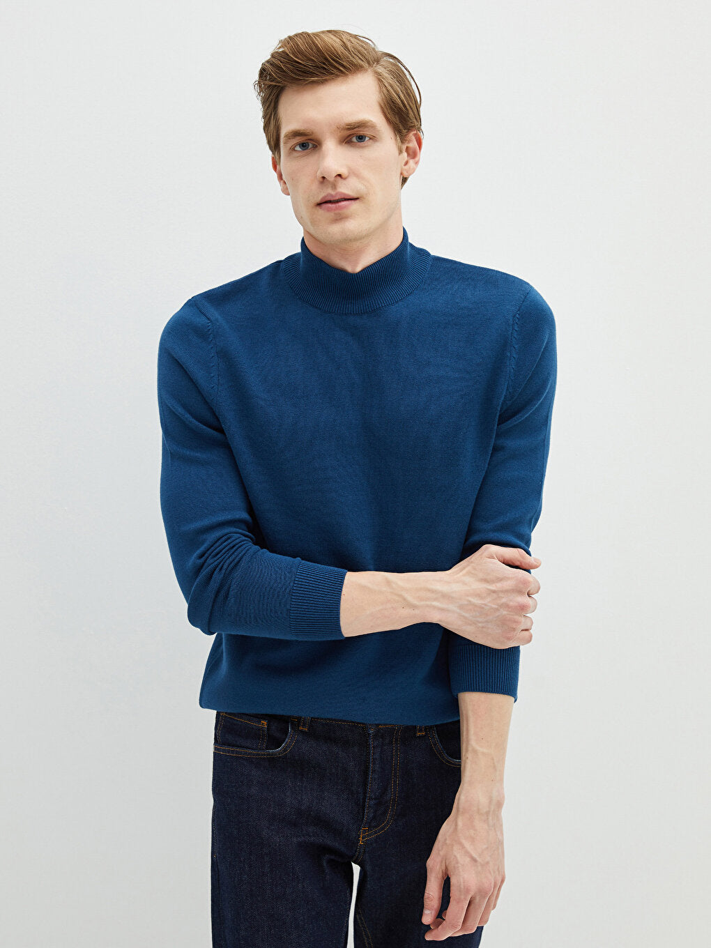 Half Turtleneck Long Sleeve Men's Knitwear Sweater