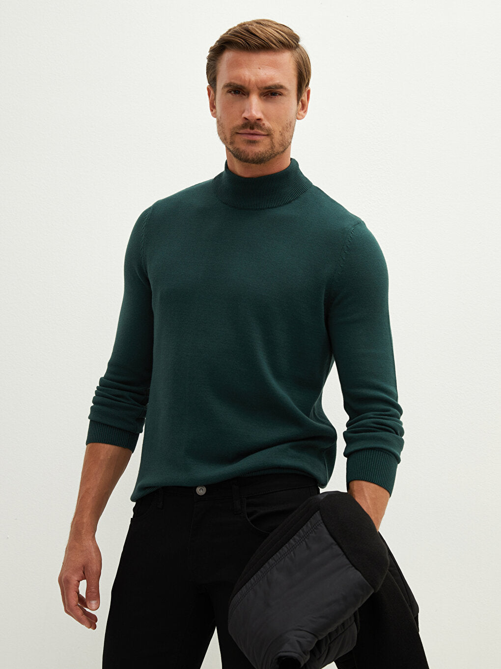 Half Turtleneck Long Sleeve Men's Knitwear Sweater