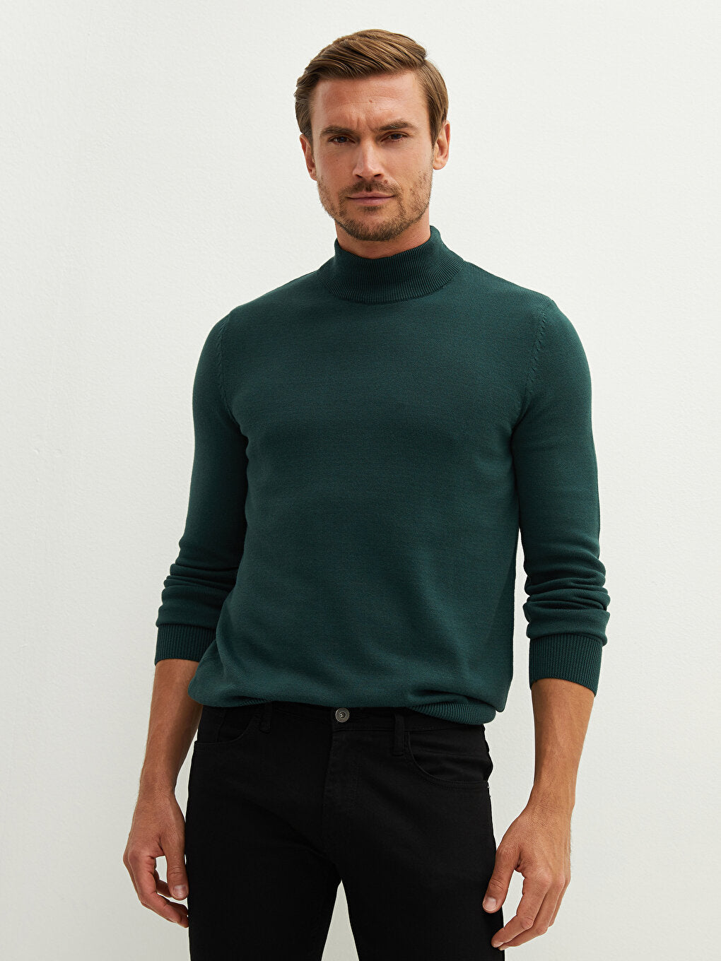 Half Turtleneck Long Sleeve Men's Knitwear Sweater