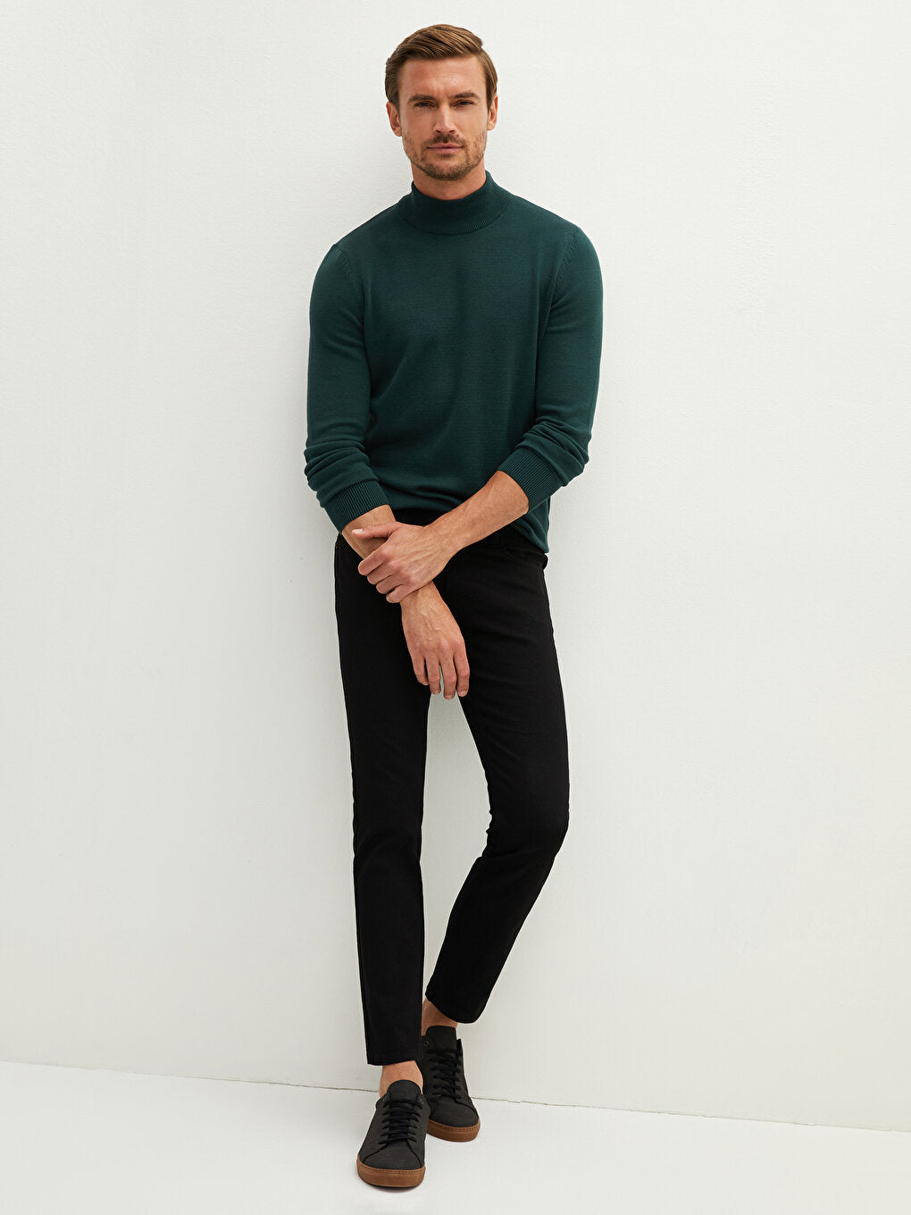 Half Turtleneck Long Sleeve Men's Knitwear Sweater