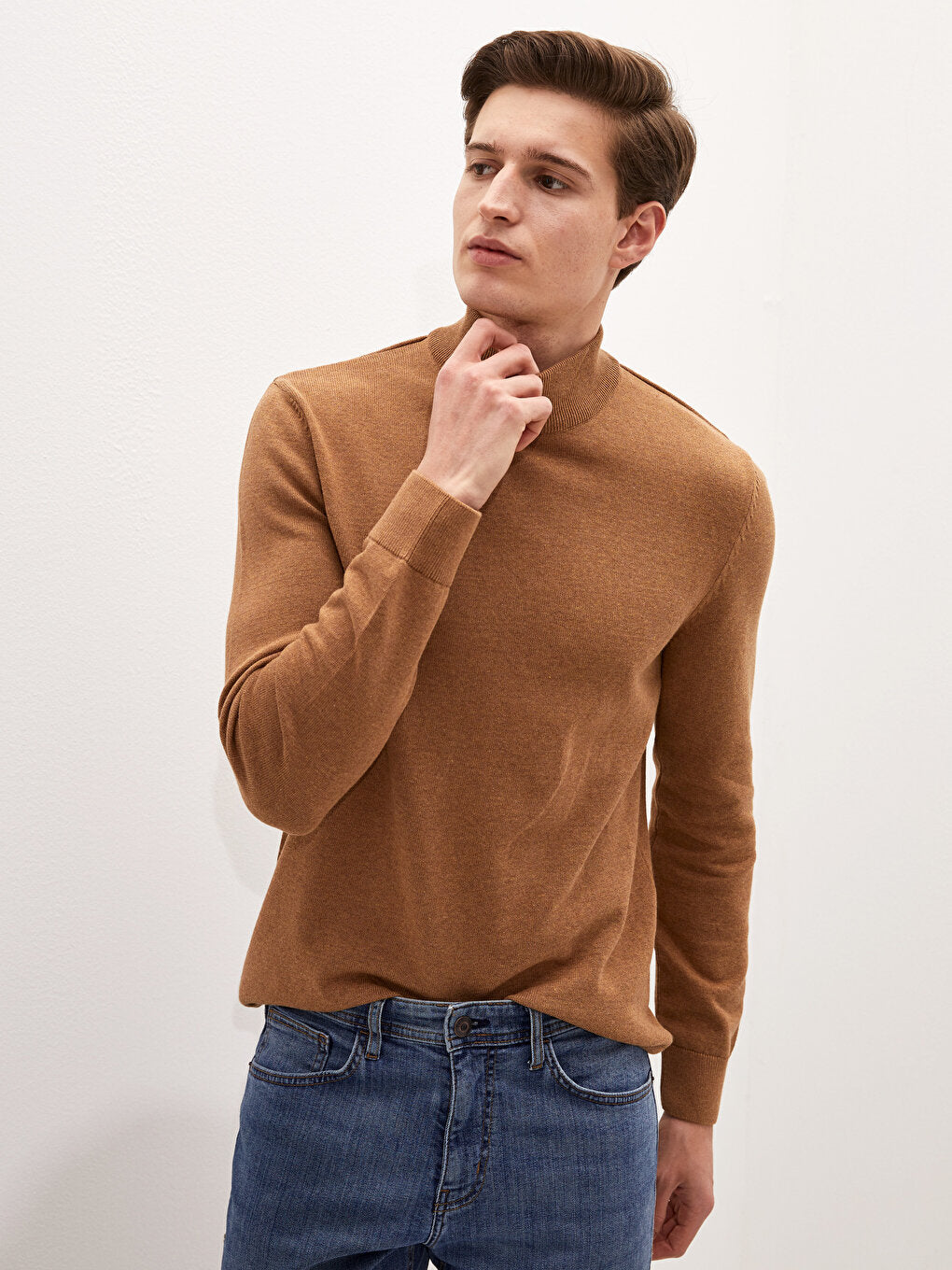 Half Turtleneck Long Sleeve Men's Knitwear Sweater