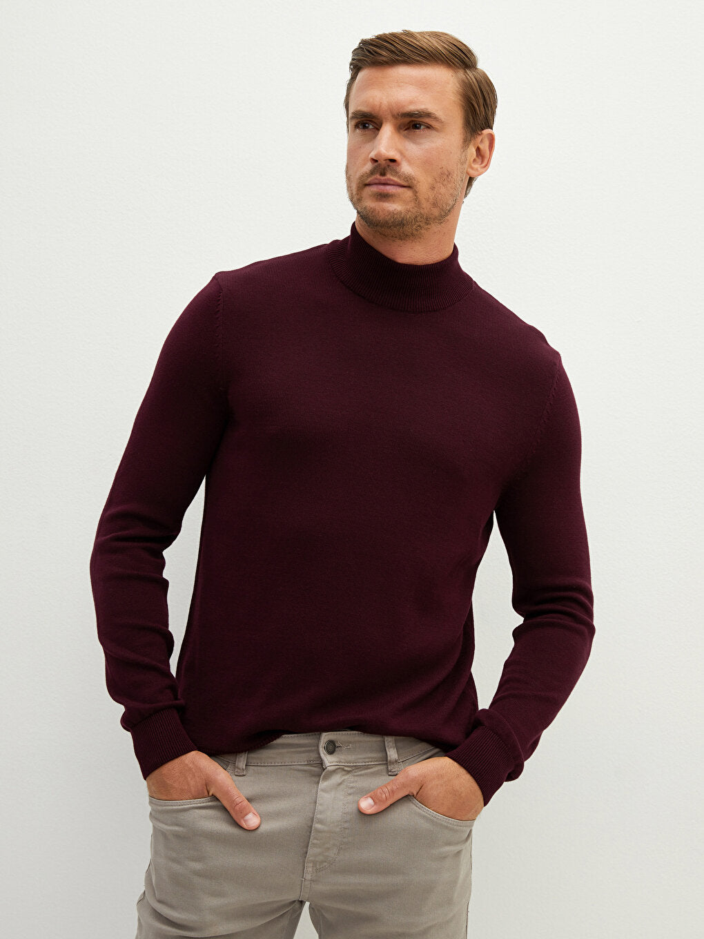 Half Turtleneck Long Sleeve Men's Knitwear Sweater