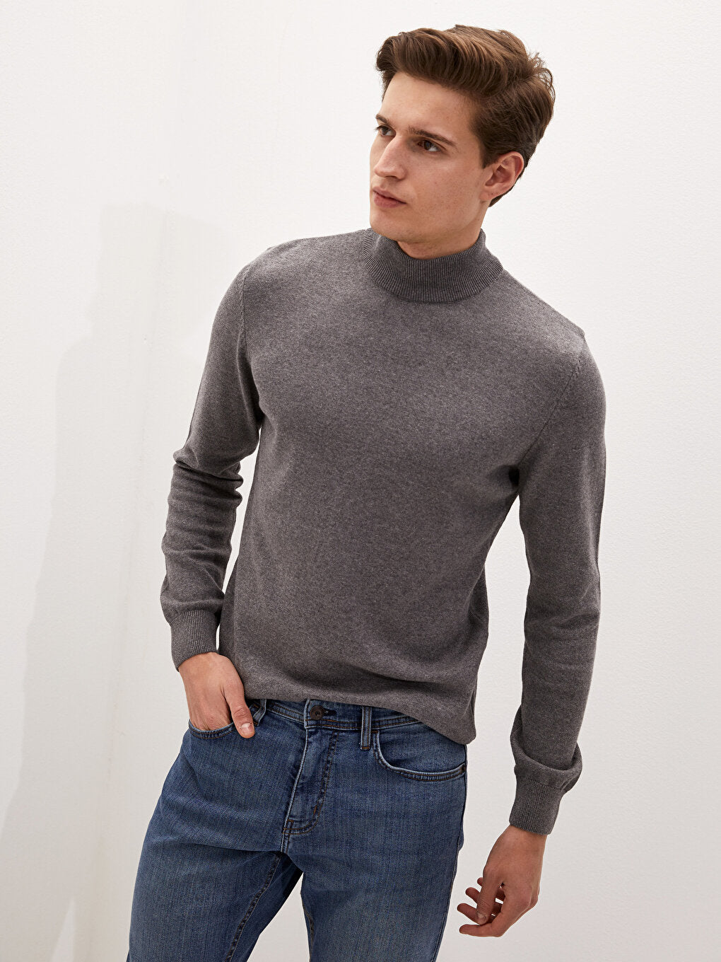 Half Turtleneck Long Sleeve Men's Knitwear Sweater