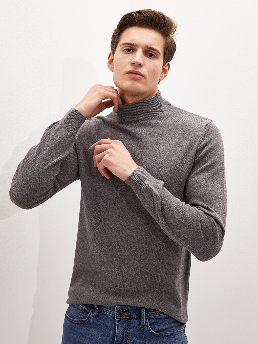 Half Turtleneck Long Sleeve Men's Knitwear Sweater