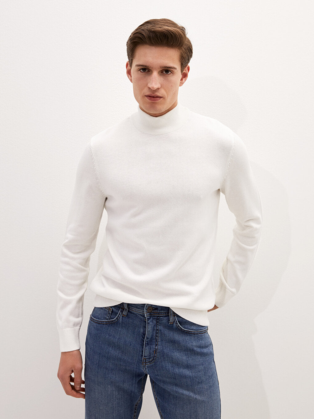 Half Turtleneck Long Sleeve Men's Knitwear Sweater