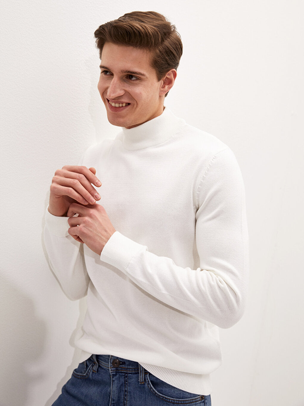 Half Turtleneck Long Sleeve Men's Knitwear Sweater